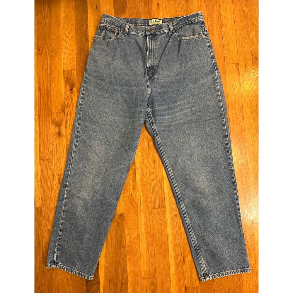 LL Bean Original Fit Natural High Rise Straight Leg Blue Jeans Women 18 MT 0M447